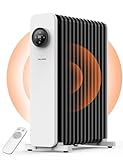 PELONIS 13 Rippen Ölradiator 2500W mit Fernbedienung, Mobile Elektroheizung mit Thermostat, 24h Timer, 3 Heizstufen, Heizkörper mit Überhitzungsschutz
