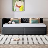 CXHLXYR Bett, Bank 90/180 x 200 cm, Ausziehbett 90/180 x 200 cm, Schlafsofa mit Lattenrost, 2-Sitzer, ausklappbares Bett aus Veloursstoff, ohne Matratze (grau, 90 x 200 cm)