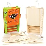 Baker Ross Bastelsets Fledermauskasten aus Holz für Kinder als Bastel- und Deko-Idee zum Gestalten für Jungen und Mädchen (2 Stück), holzfarben