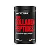 Body Attack Glow Collagen Peptide - 300 g, Neutral - Kollagen Pulver hochdosiert - Glow Up für Stoffwechsel, Haut & Knochen - Echtes Kollagen mit Hyaluronsäure, Vitamin C, Kuper & Glycin