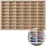KRUZZEL Sammlervitrine Holz zu 54 Fächen 78,5 x 50 x 4,5 cm - Setzkasten Holz für Ihre Sammlung - Organisation Schaukasten für Autos - Matchbox Regal - Spielzeugauto Sufbewahrung 21997