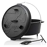BBQ-Toro Dutch Oven Premium Serie | 13,6 Liter (DO12P), Topf mit Füße | bereits eingebrannt - preseasoned | Verschiedene Größen | Gusseisen Kochtopf | Bräter mit Deckelheber