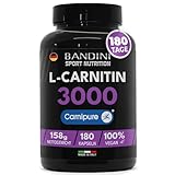 Bandini® L-CARNITIN Carnipure® 3000, 180 Kapseln, L-Carnitine, reines Carnitin-Sport-Supplement, Toning, Energie und Muskelregeneration, verbessert die sportliche Leistung, Vegan Carnitin
