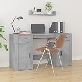 Owoxanthellate Büroschreibtisch Betongrau 100x49x75 cm Holzwerkstoff Modernes Design mit Stauraum & Schrank für Home Office Arbeitszimmer und Büro