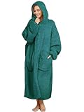 ililmmoe Plüsch Hoodie Decke für Frauen und Männer,Super warme und gemütliche große tragbare Decke Hoodies Homewear,Dicke lose Plüsch Mäntel(DarkGreen,L)