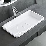 Mai & Mai Waschbecken mineralguss Einbauwaschbecken ca. 53x33x10,5 cm (BxTxH) in Weiß hochglanz mit Ablaufabdeckung Col104