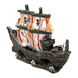 VILLFUL Aquarium Schiff Wrack Dekoration Realistische Versunkene Piratenschiff Höhle Fisch Garnelenversteck Unterwasser Unterschlupf Aquarium Ornament für Garnelenzucht und Fischbecken