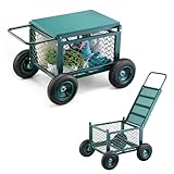 VEVOR Gartenrollsitz 760x520x440 mm, Rollbar Gartensitz aus Metall mit Rädern, trägt bis zu 180 kg, Rollsitz, Outdoor-Wagen und Hocker auf Rädern für Rasen, Terrasse, Hinterhof