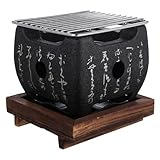 TOGEVAL Japanischer Holzkohlegrill Klein Multifunktionales Bbq Rack mit Holzsockel Rutschfest Langlebig Schnelle Belüftung für Fleisch Fisch Gemüse für Japanische Grillgerichte und Outdoor