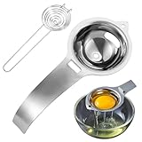 2 Stück Eiertrenner, Eigelbtrenner aus Edelstahl mit Griff, Backwerkzeug für den Einsatz in der Backküche, Filter Werkzeug, Spülmaschinengeeigneter Eiweißtrenner zum Trennen von Eiweiß und Eigelb