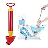 Rohrreinigungspumpe, 2025 Neuer Rohrreiniger Druckluft, High-Pressure Plumbing Unclogger Hochdruck Abflussreiniger Pumpe Pressluft Rohrreiniger für Toiletten Waschbecken Bodenabläufe (Gebogen-Rot)