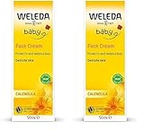 WELEDA Bio Baby Calendula Gesichtscreme - Naturkosmetik Feuchtigkeitscreme mit Mandelöl & Bienenwachs zur Pflege von trockener Haut. Natürliche Gesichtspflege Creme für Babys & Kinder (1x 50ml)