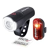 SIGMA LED Fahrradlicht Set Aura 30 & Curve – LED Fahrrad Licht Batteriebetrieben, Werkzeuglose Montage, Spritzwassergeschützt- Fahrrad Lichter LED Set StVZO Zugelassen, Fahrradlicht Vorne +Hinten
