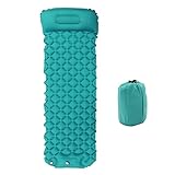 Tbest Aufblasbare Isomatte, Ultraleichte Campingmatratze, Camping-Isomatte mit Eingebauter Pumpe, Camping-Luftmatratze für den Außenbereich (Pfauenblau)