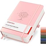 Smarpau Notizbuch A5 Liniert, Hardcover mit100gsm 320 Seiten Dickes Tintenfestes Papie, Tagebuch Leder, Notizblock für Erwachsene Arbeit, Schreiben, Notizen, Lernen, Reisen, 14.5 x 21 cm-Rosa