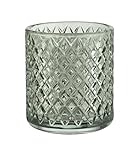 WENKO Zahnputzbecher Mod. Atessa stilvoller Zahnbürstenhalter mit dekorativer Rautenstruktur für Zahnpasta und Zahnbürste Badezimmer und Gäste-WC geeignet Mundspülbecher in Mint Ø 7,5 x 10 cm Glas