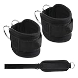 TIESOME 2 Stück Fußschlaufen Kabelzug, Fußschlaufen mit D-Ringen für Seilzug Fitness Verstellbare Ankle Straps für Männer und Frauen Ideal für Bein und Po-Workouts Schwarz