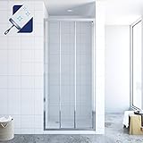 AQUABATOS® 80 x 195 cm Schiebetür Dusche 3 teilig Duschtür Dreiteilige Gleittür in Nische Nischenschiebetür Duschwand Glas Nischentür 6 mm Sicherheitsglas Klarglas mit Nano Beschichtung