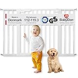 BabyDan Premier, extra breites Treppenschutzgitter zum Klemmen, 112-119,3 cm, Türschutzgitter/Absperrgitter/Babygitter/Sicherheitsgitter, Metall, Weiß, Hergestellt in Dänemark (Hundegitter)