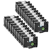 LQNXAVUD 18 mm schwarz auf weißem Etikettenklebeband 20pk kompatibel mit Standard-Laminatband Kompatibel mit Tze-241 PT-1000 PT-D200-Drucker