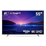 FPD Google TV 4K UHD 139,7 cm (55 Zoll) mit integriertem Google Play und Google Cast, HDR 10, Dolby Vision, Dolby Atmos, Memc, Sprachsteuerung, Schwarz, 4K, 139,7 cm (55 Zoll)