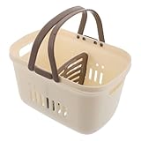 Lurrose Tragbarer Duschkorb Kunststoff mit Griff Großer Aufbewahrungskorb mit Fächern Wasserbeständig Weiß Bad Küchen Organizer für Studentenwohnheim und Waschbecken