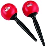 Nino Percussion Large Maracas Rasseln - 1 Paar große Shaker für Kinder ab 3 Jahren - Musikinstrument - Kunststoff, Schwarz und Rot (NINO582R)