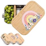 Kidsmood- Personalisierte brotdose mit Bambusdeckel, Individuelle Edelstahl lunchbox für kinder mit Wunschnamen, Ideal für Schule und Kindergarten, personalisierte Geschenke Kinder