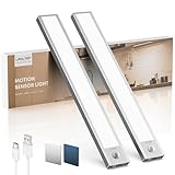 Schrankbeleuchtung Led Lampe mit Bewegungsmelder - 21cm 1500mAh Unterbauleuchte Küche Licht Aufladbar mit USB & Sensor - Dimmbar Schranklicht Treppenlicht - Vitrinenbeleuchtung Magnetische | 2 Stück