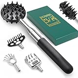 Rückenkratzer Ausziehbarer mit 4 abnehmbaren Kratzköpfen, Verstärktem Griff aus Edelstahl, im Geschenkset – ideal für Männer, Väter und Frauen (schwarz)