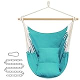 SONGMICS Hängesessel, Hängeschaukel, Hängestuhl mit 2 Kissen, Metallkette, bis 150 kg belastbar, Indoor und Outdoor, Wohnzimmer, Schlafzimmer, mintgrün GDC187Q02