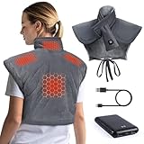 Arlierss Graphen Heizkissen Nacken Schulter mit 10000mAh Akku, Wärmekissen Kabellos Rücken mit 3 Heizstufen, Nackenwärmer Schulterwärmer Elektrisch Gewichtet Wärmegürtel mit Abschaltautomatik