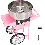 VEVOR Elektrische Zuckerwattemaschine mit Wagen, Kommerzielles Zuckerwattegerät 1000 W mit Edelstahlschüssel, Zuckerschaufel und Schublade, Perfekt für Kindergeburtstag, Familienfeier, Rosa
