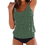 Generic Damen Tankini Set Push Up Bauch Weg, Bikini Oberteile Gepolsterte mit Badeshorts-Sets (AG-b, L)