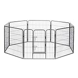lionto Freigehege für Welpen & Kleintiere aus robustem Metall, 80x100 cm, erweiterbares Welpengitter für Wohnung, Hundezaun für den Garten inkl. Tür mit Verriegelung, witterungsbeständig, 8 Elemente