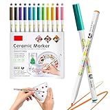 12 Farben Porzellanstifte, Porzellanstifte Spülmaschinenfest Marker Stifte Steine Bemalen Set Acrylstifte Wasserfester Permanent Acrylmarker Acrylic Paint Marker Stifte für Steine Keramik Glas