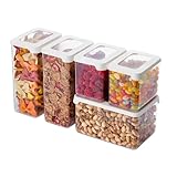 SmartStore Vorratsdosen 5er Set Luftdicht – 20% bio-basiertes Plastik Aufbewahrungsbox mit Deckel, BPA Frei, Spülmaschinenfest – Stapelbare Küche Organizer – 2x 0.8L, 2x 1.6L, 1x 1.65L