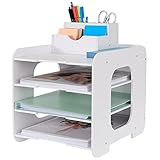 Schreibtisch-Organizer, Briefablage, Dokumentenhalter, A4-Papierablage, für Zuhause, Büro, Schule, 4 Ablagefächer