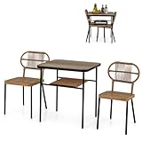 LIFEZEAL Poly Rattan Sitzgruppe, Esstisch mit 2 Stühlen für Garten, Gartentisch mit Ablage, 3-teiliges Gartenmöbel Set Bistroset für Terrasse, Patio, Pool