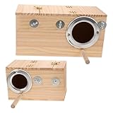 DOITOOL 2 Stück Papageien-Zuchtkästen aus Holz: Käfig-Nisthaus – Vogelnest mit Holzstange – geeignet für Nymphensittiche, Wellensittiche, Unzertrennliche