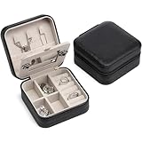 Vlando Schmuckkästchen Reise, Schmuckkasten Klein, Mini Schmuck-Reiseetui, Spiegel, Schmuckaufbewahrung, für Ohrringe, Ringe, Ketten, Uhren,Geschenkidee für Damen, Männer
