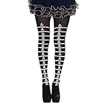 Damenstrumpfhose, schmale Strümpfe, gemusterte Strumpfhose, Oberschenkelhoch, elastische Socken, Halloween, Leggings, Strumpfhose, hohe Taille, Gestreifter Totenkopf-Jumpsu, Einheitsgröße