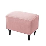 Highdi Ottomane Schonbezug Hockerbezug, Karierter Jacquard Stoff Einfar Big Hocker Hussen für Fußhocker, Stretch Bezug Waschbar Ottomane Abdeckung Überzug Hocker Protector (Rosa)