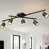 LVWIT LED Deckenstrahler Schwarz 5 Flammig Spots Deckenleuchte GU10 Deckenspots Küche Schwenkbar modern Deckenlampe Strahler Industrial Spotleuchte für Wohnzimmer Schlafzimmer- Ohne Leuchtmittel