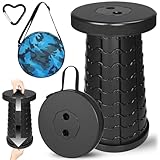 USHOP Tragbarer Klapphocker,Einziehbarer Kunststoffhocker,Verstellbarer Teleskophocker Hocker,Verbesserter Klappbarer Hocker mit Kissen,Camping-Hocker für Wandern,Angeln,Reisen,Grillen