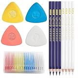 28 Stück Schneiderkreide, Schneiderkreidestift Kreide Nähen, Dreieckskreide + Nähen Bleistift, Nähkreide Stoffkreide, Schneiderkreide Set, für Markieren Von Diversen Stoffen, Ledern, Nähmarker