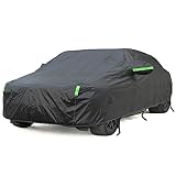 BEXITA Auto Abdeckplane wasserdichte Autoabdeckung mit Baumwollfutter Autoplane für Regen Sonne Staub Schutz Autoabdeckung Schwarz Vollgarage Limousine; Größe S: Max450cm