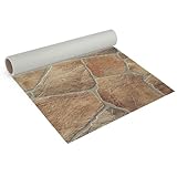 Internethandel Pfordt CV Bodenbelag Bruchstein Braun, 100x200 cm, pflegeleichter PVC Vinylboden, Meterware für Küche und Wohnzimmer