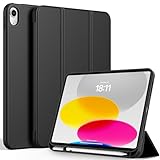 CACOE Hülle für iPad A16 11. Generation 2025 /ipad 10. Generation 10.9 Zoll mit Stifthalter, Dünne Weicher TPU Rückseite Schutzhülle mit Auto Schlafen/Wachen - Schwarz