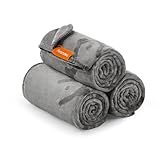 Feandrea Hundedecke, waschbar, 3er Set Haustier-Decke, L, 127 x 102 cm, für kleine und mittelgroße Hunde, Flanell, Schutzdecke für Sofa, schiefergrau PPB014G01
